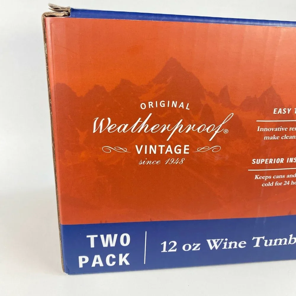 *NEW* 12oz Steel Metal WINE TUMBLERS! Set of 2 Blue Pair Camping Hiking Picnic - Picture 7 of 11